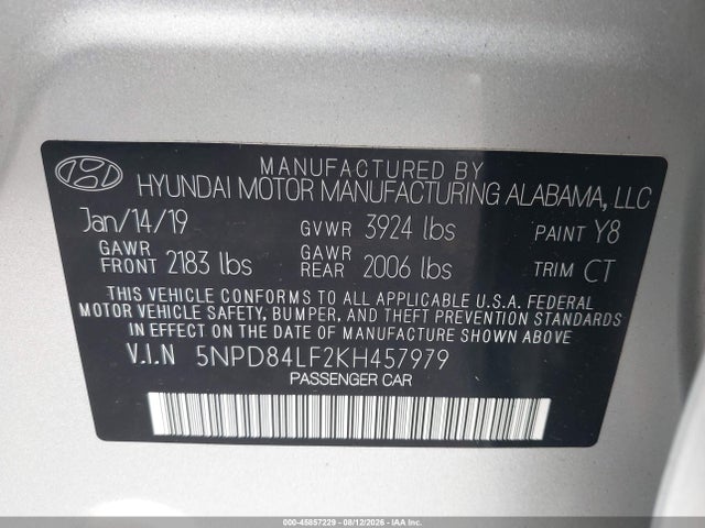 Hyundai ELANTRA SEL 2019 5NPD84LF2KH457979 Image 9