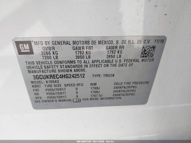 Chevrolet Silverado 1500 Lt 2017 3GCUKREC4HG242512 Image 9