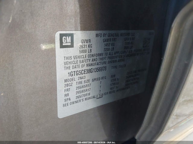 Aukcja sprzedaży 2016 Gmc Canyon 2wd Sle, vin: 1GTG5CE38G1356978, numer aukcji: 45857286