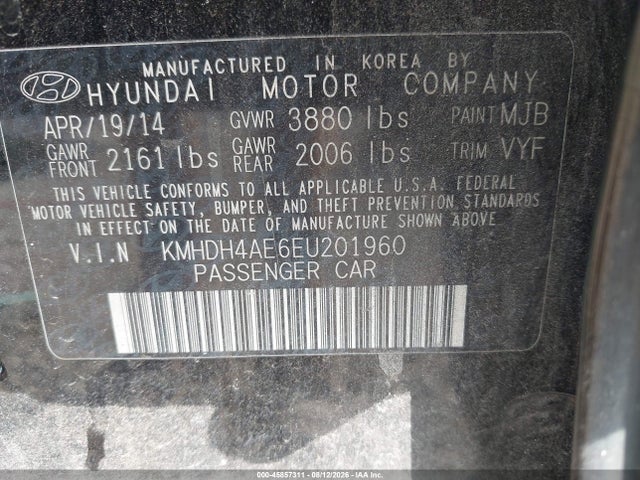 Продажа на аукционе авто 2014 Hyundai Elantra Limited, vin: KMHDH4AE6EU201960, номер лота: 45857311