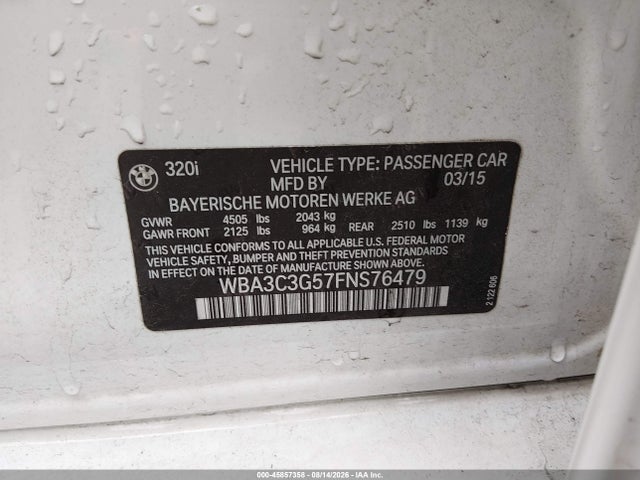 BMW 320i Xdrive 2015 WBA3C3G57FNS76479 Image 9