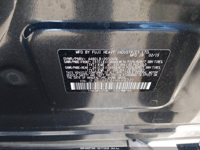 Subaru Forester 2.5i Premium 2015 JF2SJAFC4FH599221 Image 9