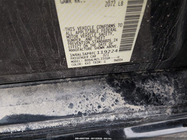 45857389 :رقم المزاد ، 1N4AL3AP4FC119224 vin ، 2015 Nissan Altima 2.5 Sv مزاد بيع