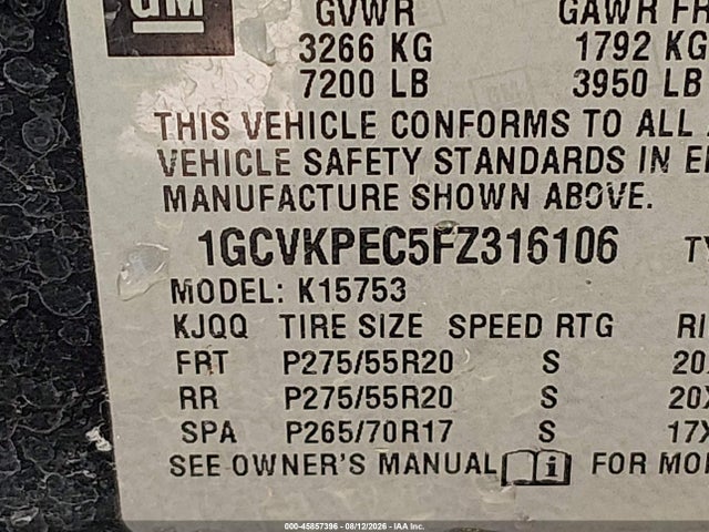 Chevrolet Silverado 1500 Wt 2015 1GCVKPEC5FZ316106 Image 9