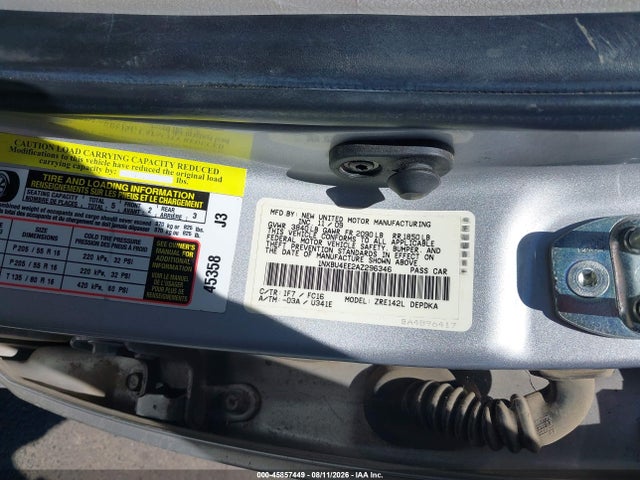 45857449 :رقم المزاد ، 1NXBU4EE2AZ296346 vin ، 2010 Toyota Corolla Le مزاد بيع