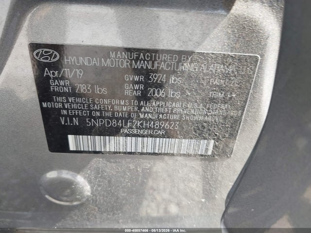 Hyundai ELANTRA SEL 2019 5NPD84LF2KH489623 Image 9