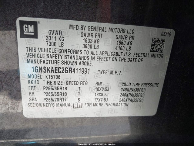 Chevrolet Tahoe Ls 2016 1GNSKAEC2GR411991 Image 9