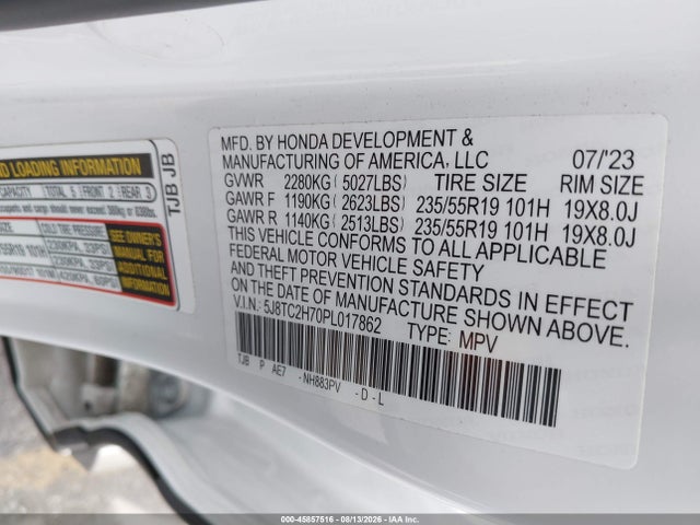 2023 Acura Rdx Advance Package მანქანა იყიდება აუქციონზე, vin: 5J8TC2H70PL017862, აუქციონის ნომერი: 45857516