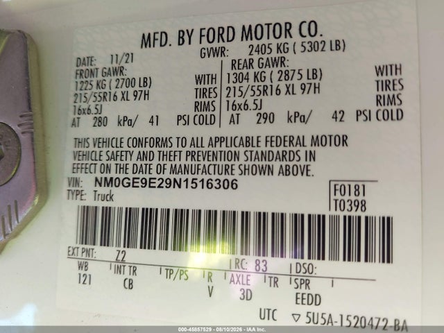 Ford Transit Connect Xl Passenger 2022 NM0GE9E29N1516306 Image 9