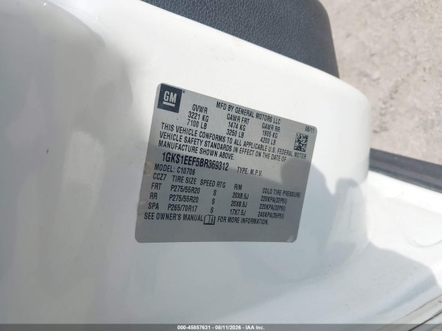 45857631 :رقم المزاد ، 1GKS1EEF5BR369312 vin ، 2011 Gmc Yukon Denali مزاد بيع