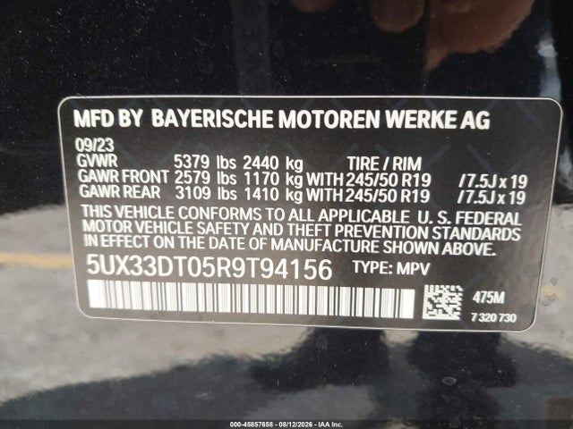 Aukcja sprzedaży 2024 Bmw X4 Xdrive30i, vin: 5UX33DT05R9T94156, numer aukcji: 45857658