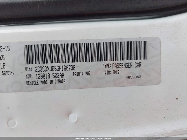 Aukcja sprzedaży 2016 Dodge Charger Sxt, vin: 2C3CDXJG6GH160738, numer aukcji: 45857692