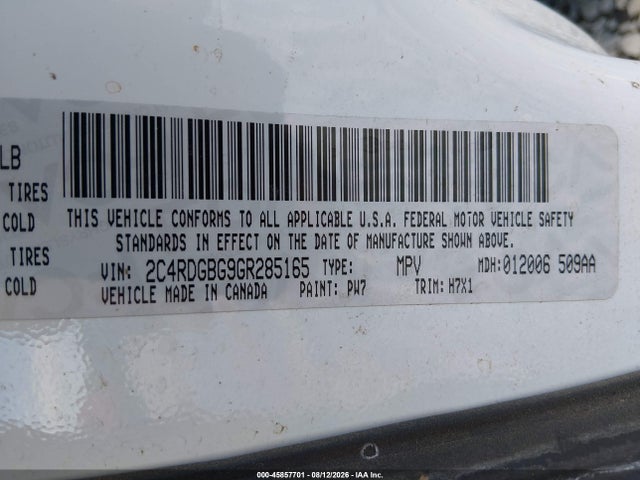 45857701 :رقم المزاد ، 2C4RDGBG9GR285165 vin ، 2016 Dodge Grand Caravan Se مزاد بيع