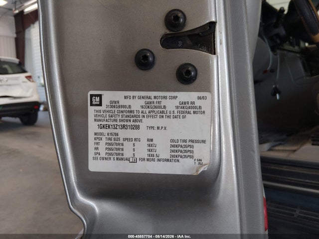 Продаж на аукціоні авто 2003 Gmc Yukon Slt, vin: 1GKEK13Z13R310288, номер лоту: 45857704