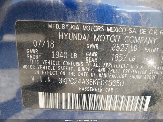 Hyundai ACCENT SE 2019 3KPC24A36KE045350 Image 9
