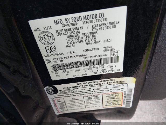 Ford F-150 Fx4 2014 1FTFW1EF1EKG26843 Image 9