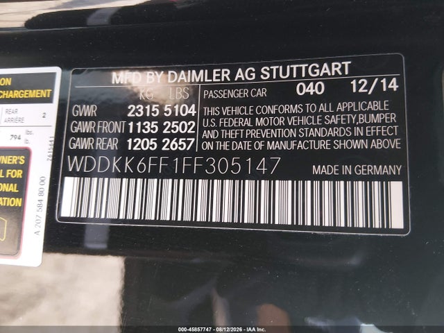 Продаж на аукціоні авто 2015 Mercedes-benz E 400, vin: WDDKK6FF1FF305147, номер лоту: 45857747