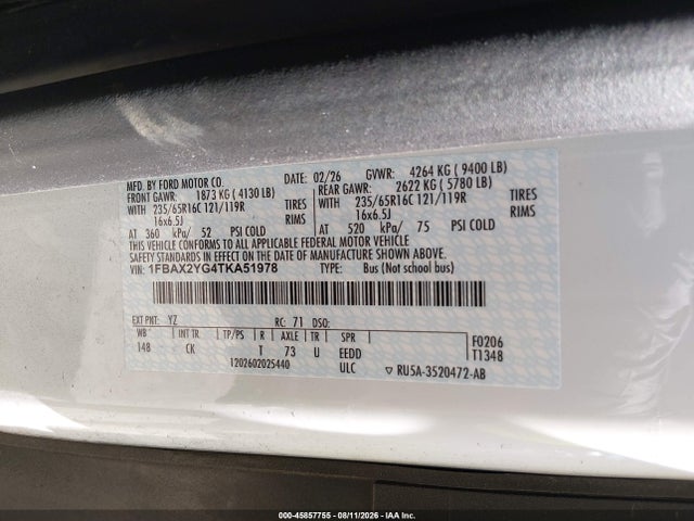 1FBAX2YG4TKA51978 Ford Transit-350 Passenger Van Xlt