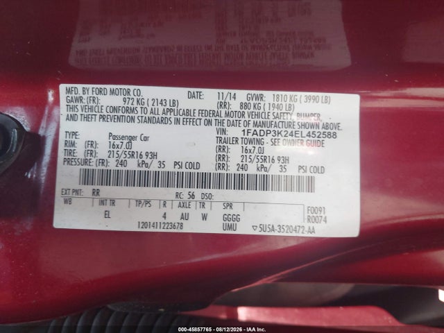 Ford FOCUS SE 2014 1FADP3K24EL452588 Image 9