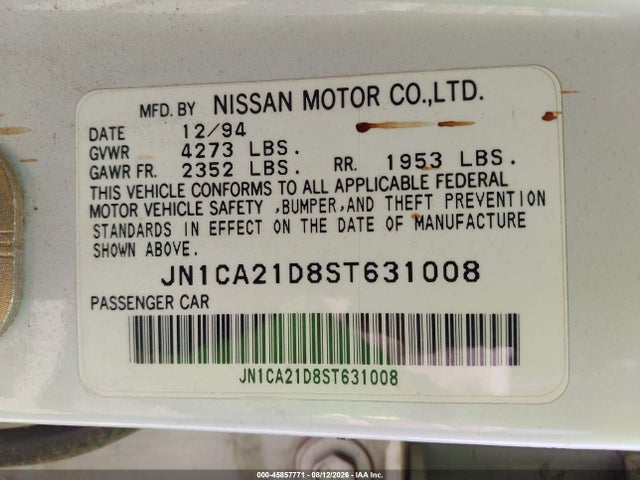 Aukcja sprzedaży 1995 Nissan Maxima Gle/gxe/se, vin: JN1CA21D8ST631008, numer aukcji: 45857771