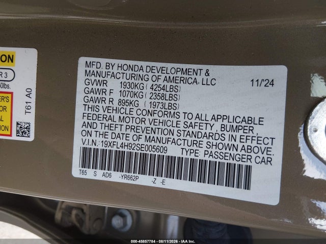 19XFL4H92SE005609 Honda Civic Hybrid Sport Touring