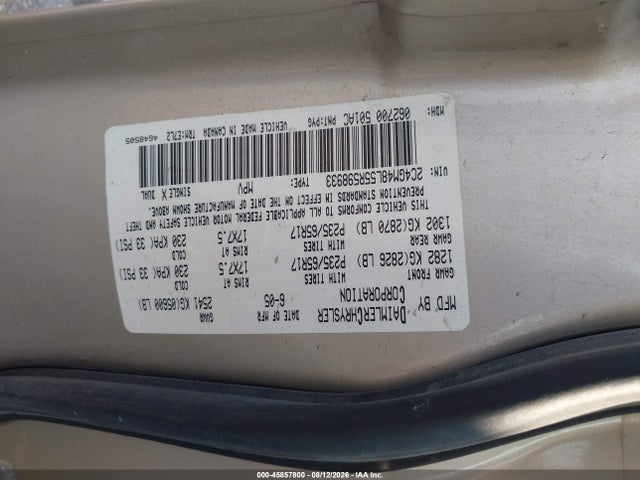 Продажа на аукционе авто 2005 Chrysler Pacifica, vin: 2C4GM48L55R598933, номер лота: 45857800