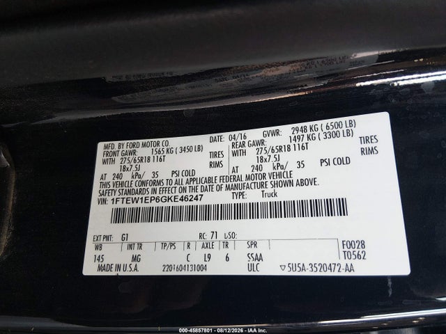 Ford F-150 Xlt 2016 1FTEW1EP6GKE46247 Image 9