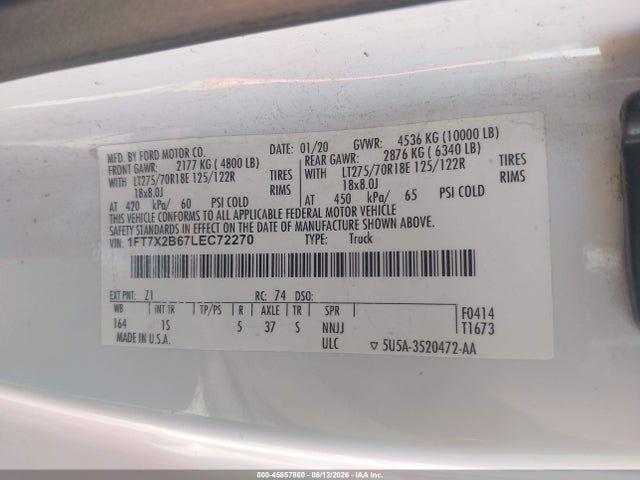 Ford F-250 Xl 2020 1FT7X2B67LEC72270 Image 9