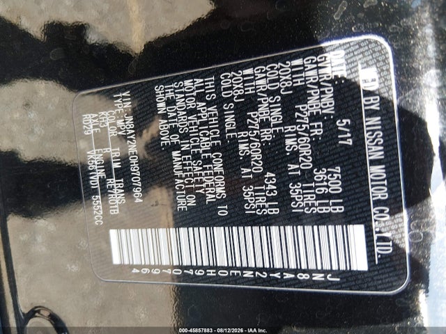 Nissan Armada Platinum 2017 JN8AY2NE0H9707964 Image 9