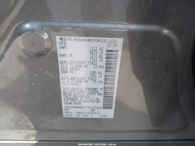 Nissan Rogue S/sl/sv 2014 5N1AT2MV8EC791506 Image 9