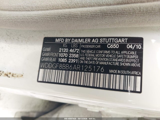 Продаж на аукціоні авто 2010 Mercedes-benz C 300 Sport 4matic, vin: WDDGF8BB6AR125176, номер лоту: 45857928