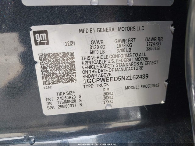 1GCPWEED5NZ162439 Chevrolet Silverado 1500 Ltd 2wd Short Bed Ltz