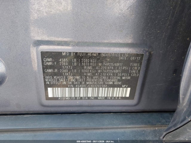 Продажа на аукционе авто 2013 Subaru Outback 2.5i Limited, vin: 4S4BRCJCXD3202384, номер лота: 45857940