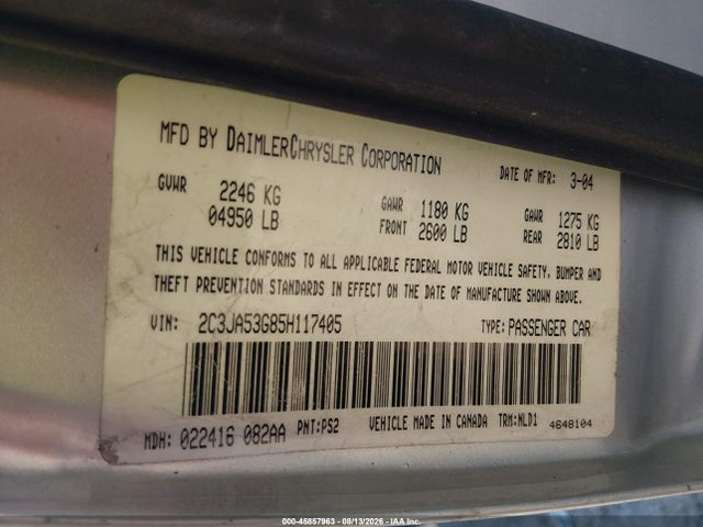 45857963 :رقم المزاد ، 2C3JA53G85H117405 vin ، 2005 Chrysler 300 Touring مزاد بيع