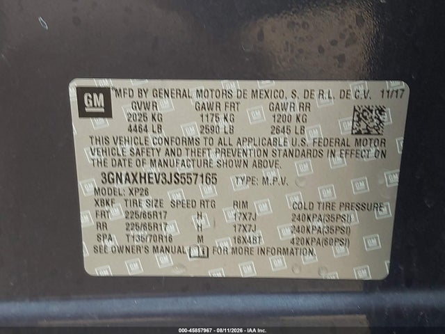 Chevrolet EQUINOX LS 2018 3GNAXHEV3JS557165 Image 9