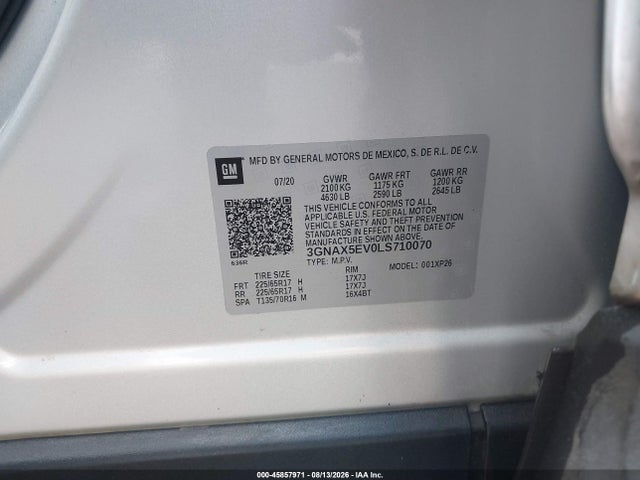 3GNAX5EV0LS710070 Chevrolet Equinox Awd 1fl
