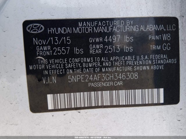 Hyundai SONATA SE 2016 5NPE24AF3GH346308 Image 9