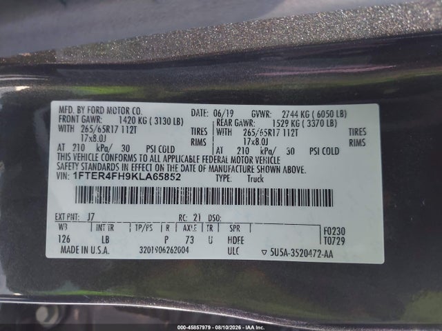 Ford Ranger Xlt 2019 1FTER4FH9KLA65852 Image 9