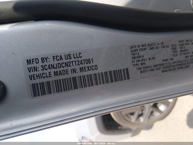 2026 Jeep Compass Limited Altitude მანქანა იყიდება აუქციონზე, vin: 3C4NJDCN2TT247061, აუქციონის ნომერი: 45857986