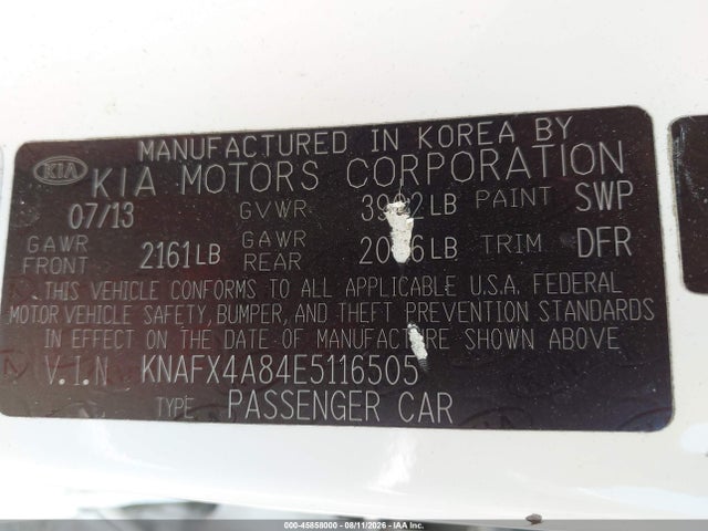 Aukcja sprzedaży 2014 Kia Forte Ex, vin: KNAFX4A84E5116505, numer aukcji: 45858000