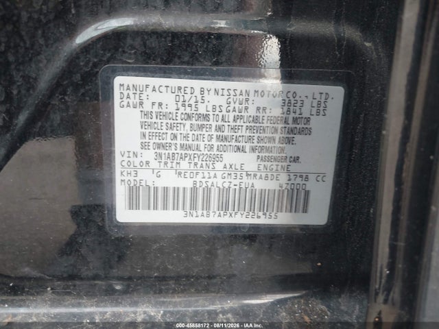 3N1AB7APXFY226955 Nissan SENTRA S