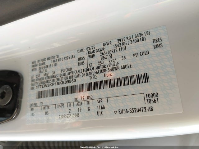 Ford F-150 Xlt 2025 1FTEW3KP1SKE09860 Image 9