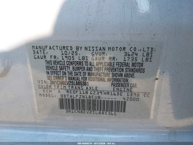 Nissan Versa 1.6 Sv 2025 3N1CN8EV2SL885361 Image 9