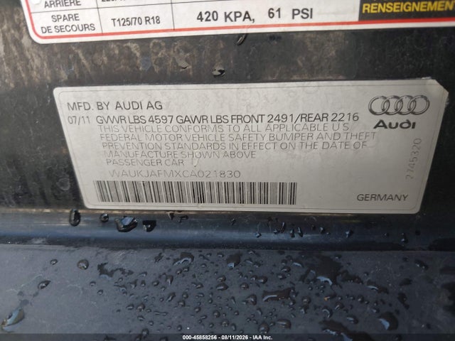 Aukcja sprzedaży 2012 Audi A3 2.0 Tdi Premium, vin: WAUKJAFMXCA021830, numer aukcji: 45858256