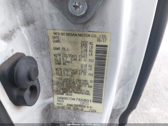 Nissan FRONTIER S 2017 1N6BD0CT2HN760803 Image 9