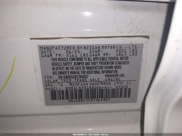 Nissan SENTRA SV 2025 3N1AB8CV4SY364907 Image 9