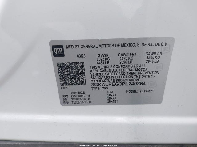 2023 Gmc Terrain Fwd Slt მანქანა იყიდება აუქციონზე, vin: 3GKALPEG3PL240364, აუქციონის ნომერი: 45858319