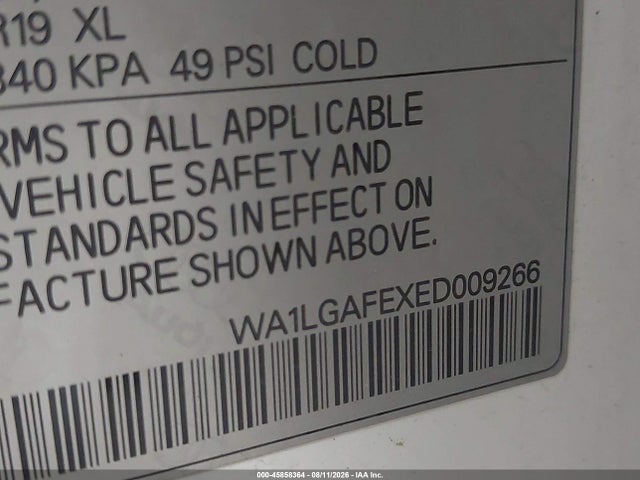 45858364 :رقم المزاد ، WA1LGAFEXED009266 vin ، 2014 Audi Q7 3.0t Premium مزاد بيع