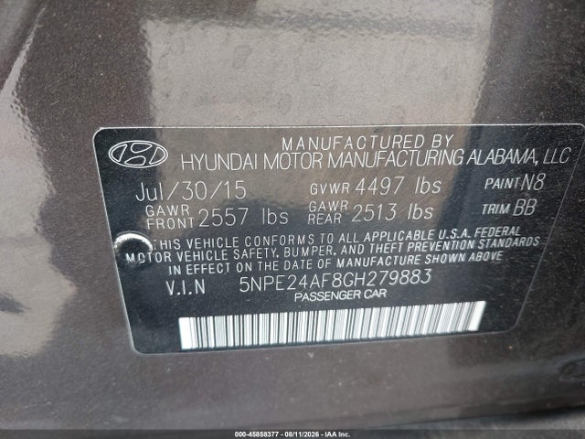 Hyundai SONATA SE 2016 5NPE24AF8GH279883 Image 9