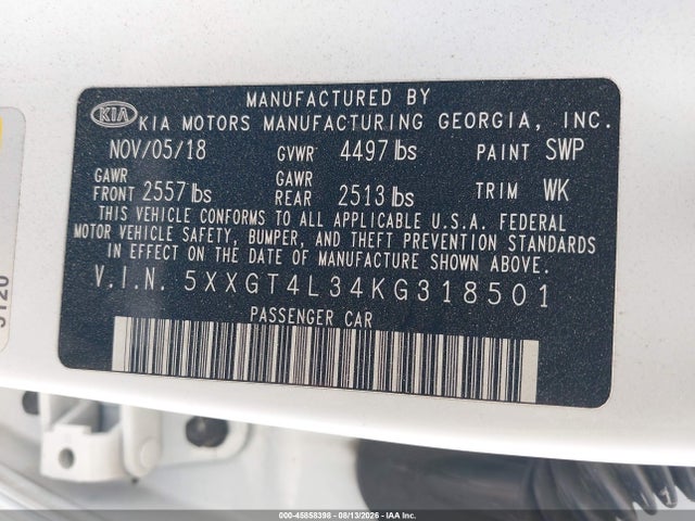 KIA Optima Lx 2019 5XXGT4L34KG318501 Image 9